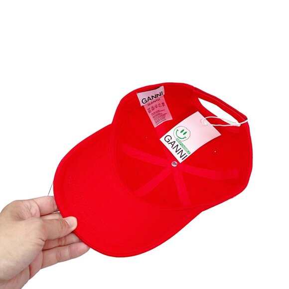 Ganni Bright Red Baseball Cap - Picture 5 of 5